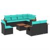 vidaXL Salon de jardin 9 pcs avec coussins noir r&eacute;sine tress&eacute;e