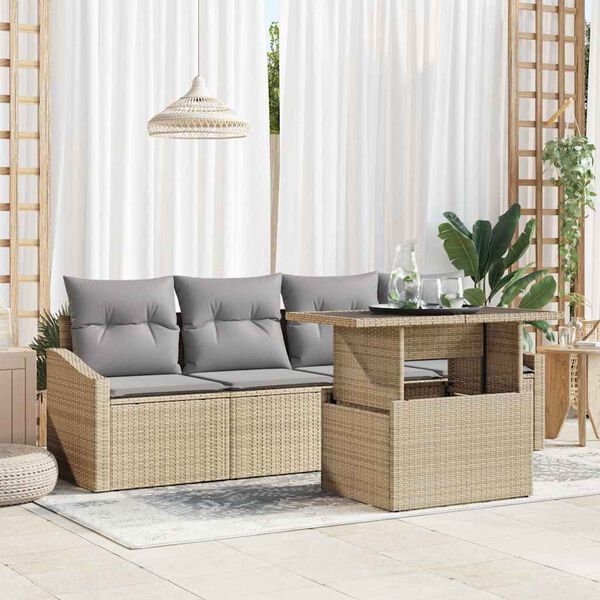 vidaXL Ensemble de canap&eacute; de jardin 5 pcs beige et gris clair