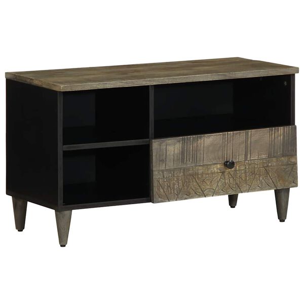 vidaXL Meuble TV noir 80x33x46 cm bois massif de manguier