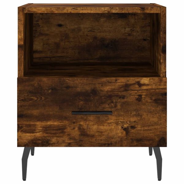 vidaXL Table de chevet ch&ecirc;ne fum&eacute; 40x35x47,5 cm bois d&rsquo;ing&eacute;nierie