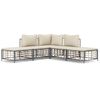 vidaXL Salon de jardin 5 pcs avec coussins anthracite r&eacute;sine tress&eacute;e