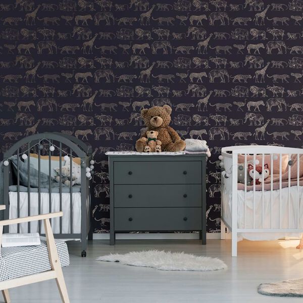 Kids at Home Papier peint Safari Midnight Bleu