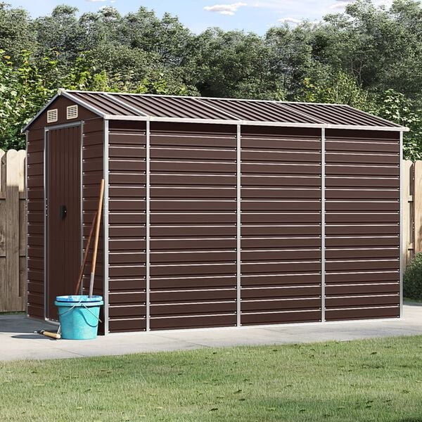 vidaXL Abri de jardin marron 191 x 300 x 198 cm en acier galvanisé