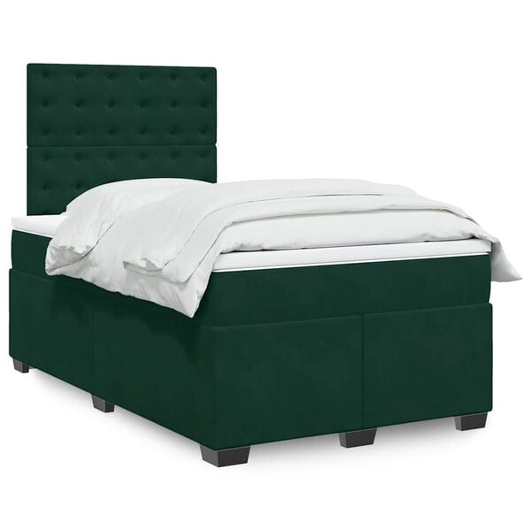 vidaXL Sommier &agrave; lattes de lit et matelas Vert fonc&eacute; 120x200cm Velours