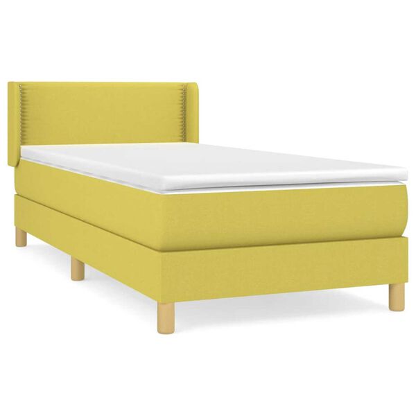 vidaXL Sommier &agrave; lattes de lit avec matelas Vert 100x200 cm Tissu