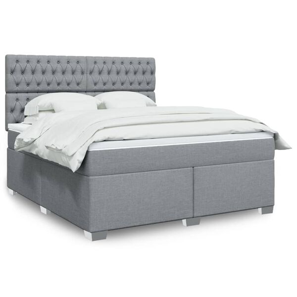 vidaXL Sommier &agrave; lattes de lit avec matelas Gris clair 180x200cm Tissu
