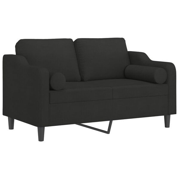 vidaXL Canap&eacute; 2 places et oreillers et coussins Noir 120 cm Tissu