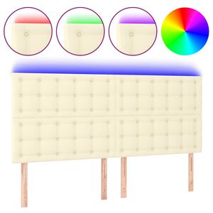 vidaXL T&ecirc;te de lit &agrave; LED Cr&egrave;me 180x5x118/128 cm Similicuir