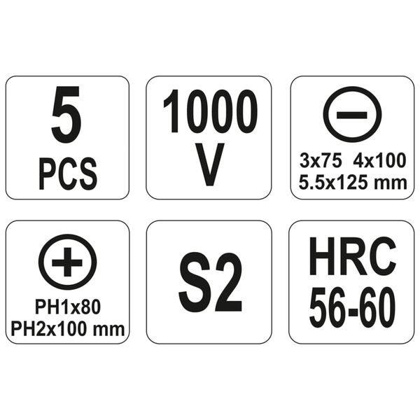 YATO Ensemble de tournevis isol&eacute;s 5 pcs 1000 V