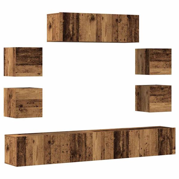 vidaXL Ensemble de meuble TV mural 7 pcs vieux bois bois d'ingénierie