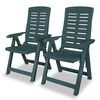 vidaXL Chaises pliantes inclinables, lot de 2, en plastique vert