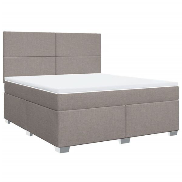 vidaXL Sommier &agrave; lattes de lit avec matelas Taupe 180x200 cm Tissu