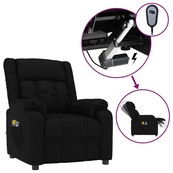 vidaXL Fauteuil électrique de massage Noir Similicuir