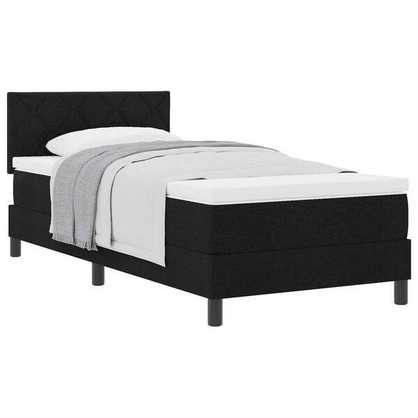 vidaXL Lit &agrave; ressorts avec matelas Noir 90 x 200 cm tissu