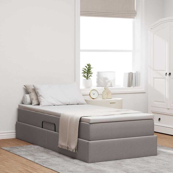 vidaXL Lit avec rangement et matelas Taupe 100 x 200 cm Polyester