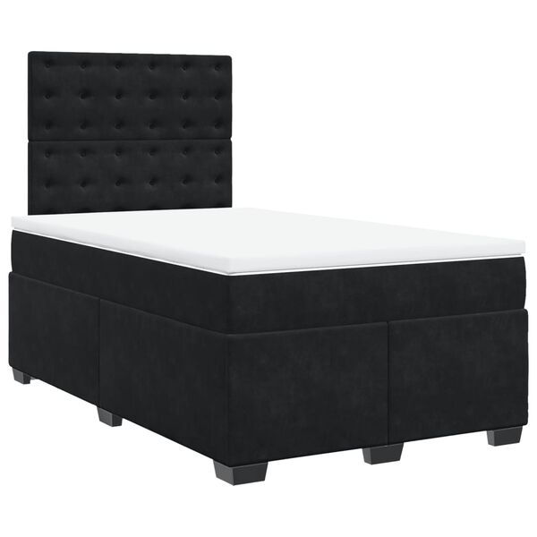 vidaXL Sommier &agrave; lattes de lit avec matelas Noir 120x200 cm Velours