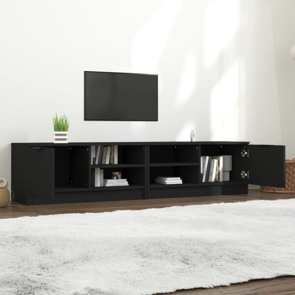 vidaXL Meubles TV 2 pcs Noir 80x35x36,5 cm Bois d'ing&eacute;nierie