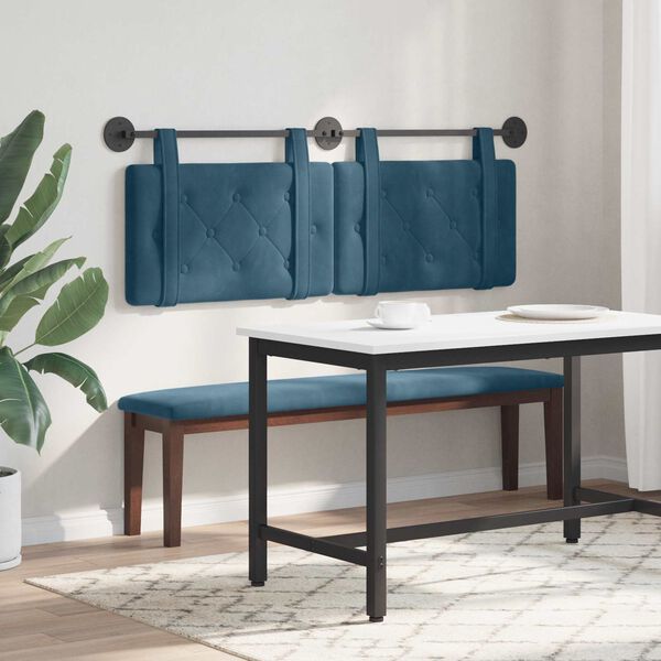 vidaXL T&ecirc;te de lit suspendue Bleu 130 x 55 x 5 cm Velours