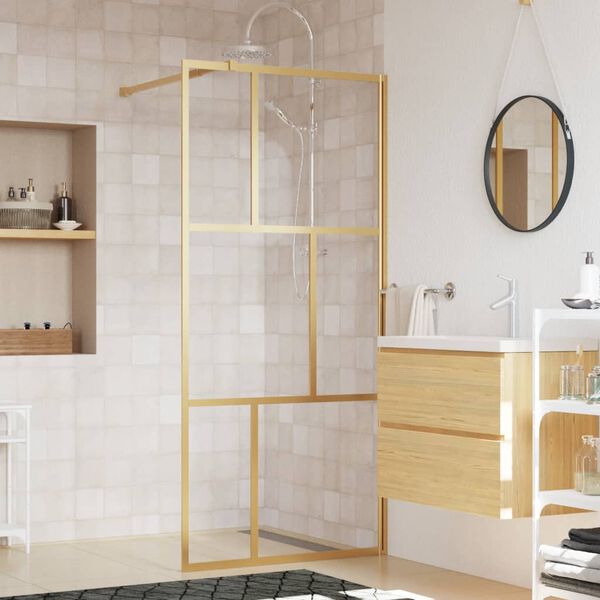 vidaXL Paroi de douche avec verre ESG transparent dor&eacute; 90x195 cm