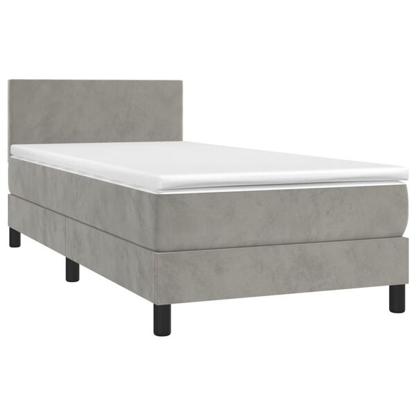 vidaXL Sommier &agrave; lattes de lit avec matelas et LED Gris clair 90x190cm