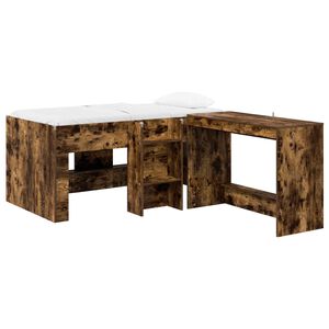 vidaXL Lit haut pour enfants avec bureau 2 pc Ch&ecirc;ne fum&eacute;