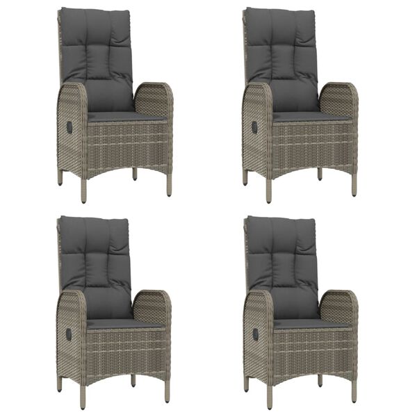 vidaXL Ensemble à manger de jardin coussins 5 pcs noir et gris