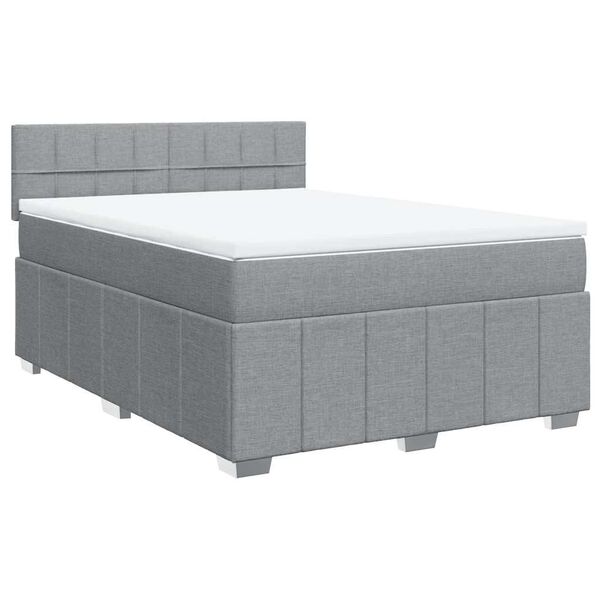 vidaXL Sommier &agrave; lattes de lit avec matelas Gris clair 140x200cm Tissu