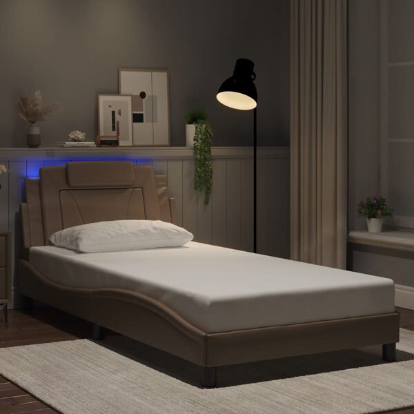 vidaXL Cadre de lit Viana avec LED sans matelas cappuccino 100x200 cm