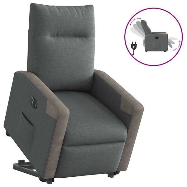 vidaXL Fauteuil inclinable &eacute;lectrique gris fonc&eacute; tissu
