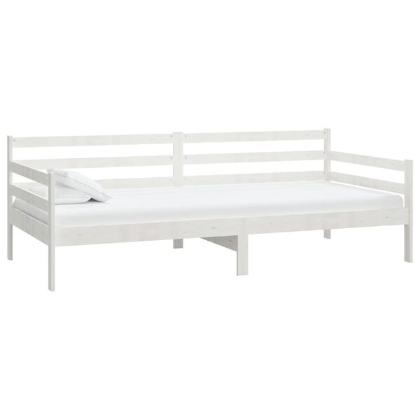 vidaXL Lit de repos avec matelas 90x200 cm Blanc Bois de pin massif