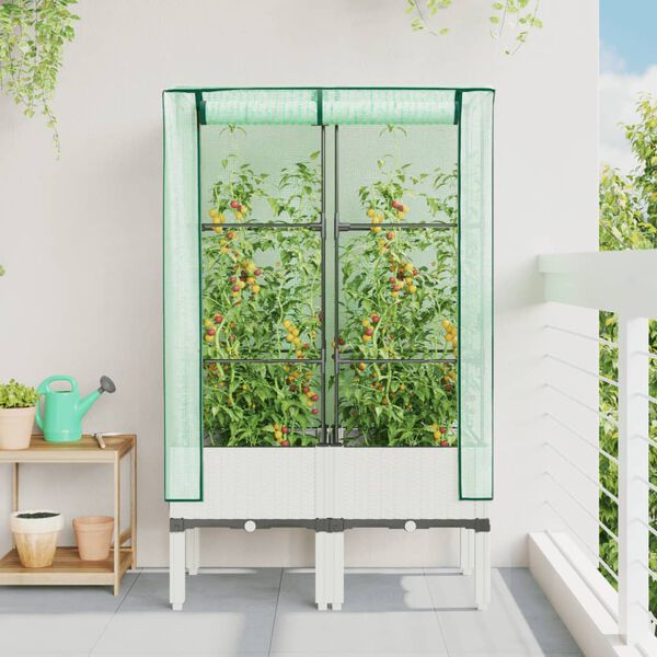 vidaXL Jardini&egrave;re sur&eacute;lev&eacute;e avec housse aspect rotin 80x40x140 cm