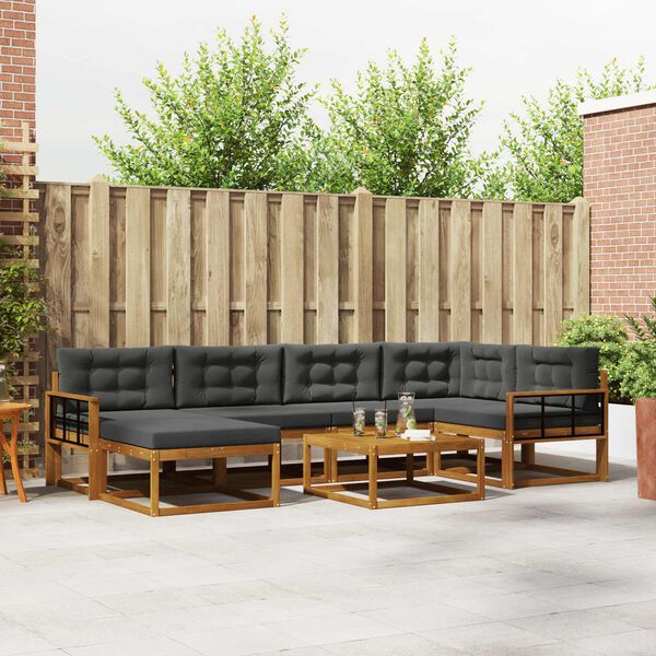 vidaXL Ensemble de canap&eacute;s d'ext&eacute;rieur 7 pcs Naturel et Anthracite