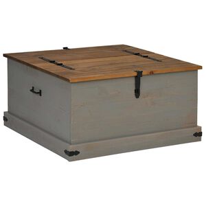vidaXL Coffre de rangement HALDEN gris 91x91x47 cm bois massif pin