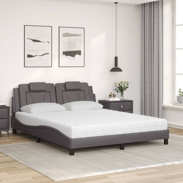 vidaXL Lit Viana avec matelas gris 160x200 cm similicuir