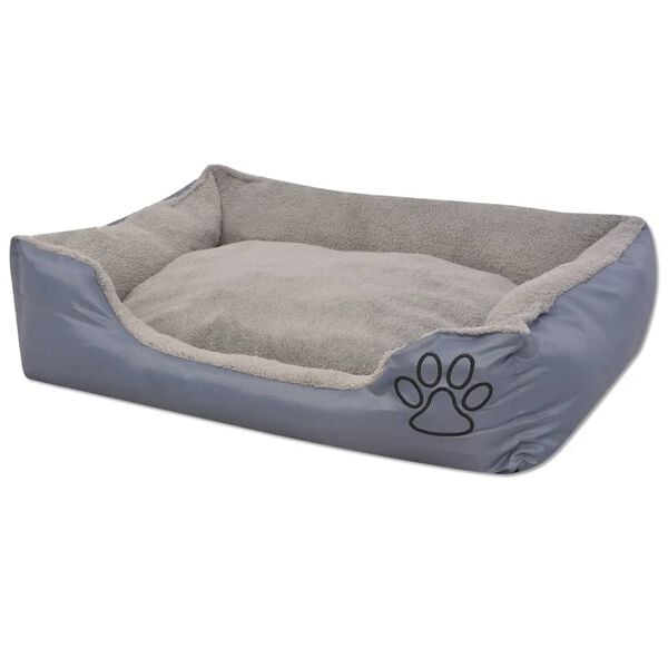 vidaXL Lit pour chiens avec coussin rembourr&eacute; Taille XL Gris