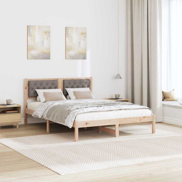 vidaXL Cadre de lit avec t&ecirc;te de lit Taupe 150 x 200 cm Pin massif
