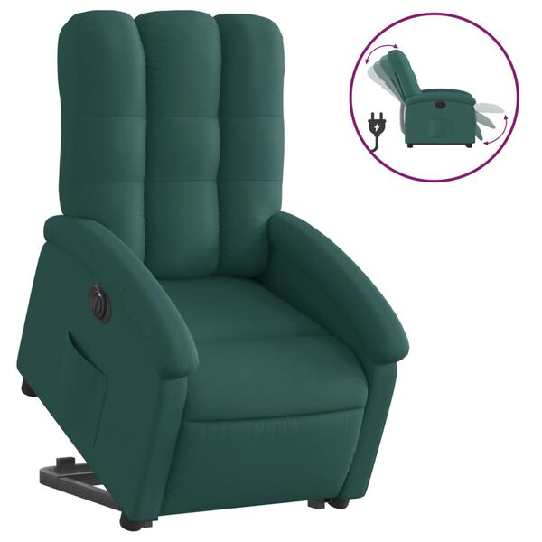 vidaXL Fauteuil inclinable &eacute;lectrique vert fonc&eacute; tissu