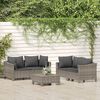 vidaXL Salon de jardin 5 pcs avec coussins Gris Résine tressée