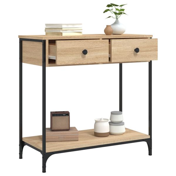 vidaXL Table console ch&ecirc;ne sonoma 75x34,5x75 cm bois d'ing&eacute;nierie