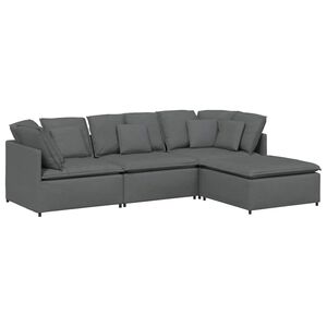 vidaXL Canap&eacute; modulaire et repose-pieds et coussins tissu gris fonc&eacute;