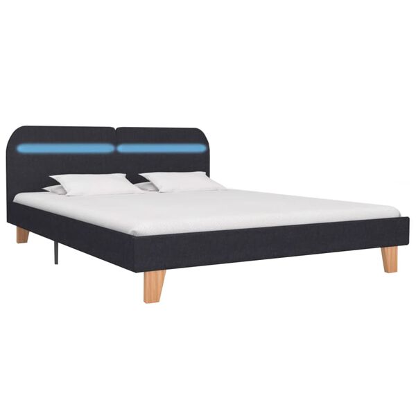 vidaXL Cadre de lit avec LED sans matelas gris foncé tissu 180x200 cm