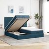 vidaXL Cadre de lit ottoman avec matelas bleu fonc&eacute; 200x200 cm velours