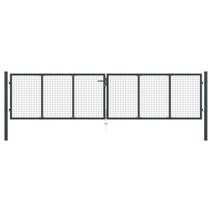 vidaXL Portail de jardin grillag&eacute; en acier galvanis&eacute; gris 400 x 75 cm