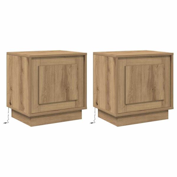 vidaXL Cabinet de chevet 2 pcs Ch&ecirc;ne artisanal 44 x 34,5 x 45 cm