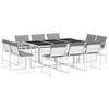 vidaXL Ensemble &agrave; manger de jardin avec coussins 11pcs blanc textil&egrave;ne