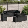 vidaXL Salon de jardin 8 pcs avec coussins noir r&eacute;sine tress&eacute;e