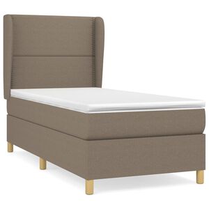 vidaXL Sommier &agrave; lattes de lit avec matelas Taupe 100x200 cm Tissu