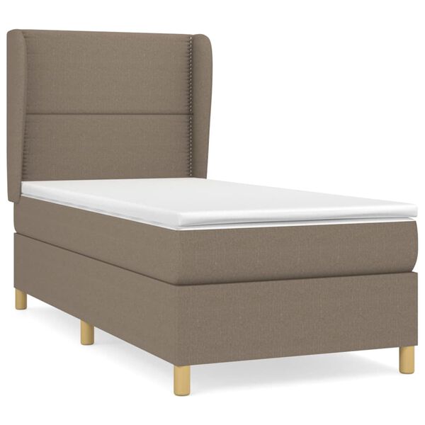vidaXL Sommier &agrave; lattes de lit avec matelas Taupe 100x200 cm Tissu