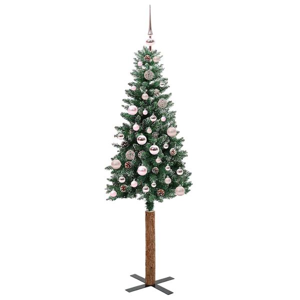 vidaXL Sapin de Noël mince Vert 150 cm PVC et bois de pin massif
