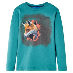 T-shirt pour enfants &agrave; manches longues aqua fonc&eacute; 104